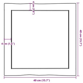 világosbarna asztallap 40x40x(2-6) cm kezelt tömör élőszegélyes
