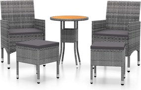 vidaXL 5 részes szürke polyrattan kerti ülőgarnitúra