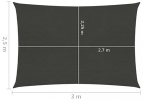 antracitszürke HDPE napvitorla 160 g/m² 2,5 x 3 m