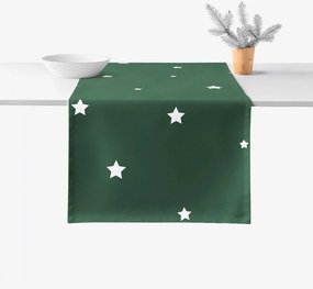 Goldea karácsonyi pamut asztali futó - csillagok sötétzöldön 50x180 cm