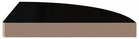 4 db magasfényű fekete MDF lebegő sarokpolc 35 x 35 x 3,8 cm