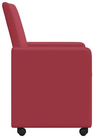vidaXL Kerekes Étkező Székek 2 pcs bordó 57 x 66 x 94 cm Műbőr