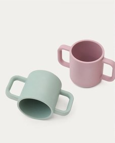 Világos rózsaszín-türkiz szilikon gyerek bögre szett 2 db-os Lili – Kave Home