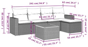 6 részes szürke polyrattan kerti ülőgarnitúra párnákkal