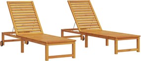 vidaXL Napozó 2 pcs Barna 202 x 53 x 89 cm Tömör Akácfa