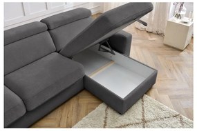 Sötétszürke kinyitható sarokkanapé (variálható) Monaco – Bobochic Paris