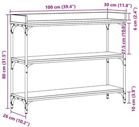 Konzol Asztal Régi Fa 100x30x80 cm Üvegszálas Fa és Acél