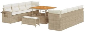 vidaXL Kerti Kanapé Szett tárolóval 11 pcs Bézs Poli rattan