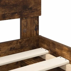 vidaXL Ágykeret fejtámlával Füstölt tölgy 90 x 190 cm Tömör fenyőfa