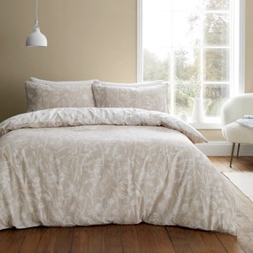 Bézs egyszemélyes flanel ágyneműhuzat 135x200 cm Floral Toile – Bianca
