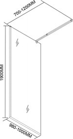 River walk in zuhanyfal 100x190 cm