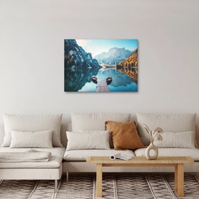 Kép - Csónakok a Braies-tónál (70x50 cm)
