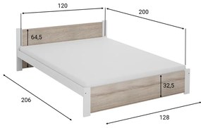 IKAROS ágy 120 x 200 cm, fehér/sonoma tölgy Ágyrács: Lamellás ágyrács, Matrac: Somnia 17 cm matrac
