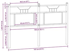 füstös tölgy színű szerelt fa és acél fejtámla 140 cm