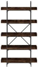 5-szintes füstös tölgy szerelt fa könyvespolc 100x33x180,5 cm