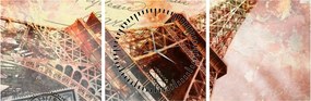 Kép - Eiffel-torony vintage stílusban (órával) (90x30 cm)