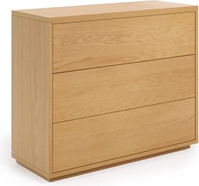 Alacsony természetes színű tölgyfa komód 90x75 cm Abilen - Kave Home