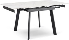 Stół LARES Ceramiczny Rozkładany 90-150 cm Biały Marmur/Czarny