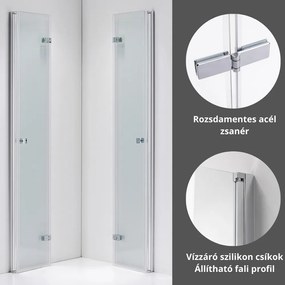 Stuxi Verona Duo 80x80 cm szögletes két csuklóajtós zuhanykabin, 6 mm vízlepergető üveggel, króm
