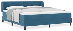 Boxspring Ágy Mattal Sötétkék 180x200 cm Bársony
