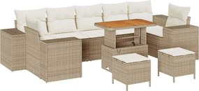 vidaXL Kerti Kanapé Szett 10 pcs Bézs polirattan