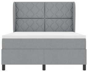 Boxspring Ágy Matracra - Világosszürke, 140x200 cm, Kárpit