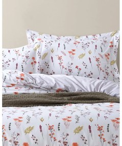 Fehér egyszemélyes renforcé pamut ágyneműhuzat 140x200 cm Floral Dance Autumn – Mila Home Luxury