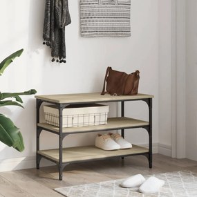 sonoma tölgy színű szerelt fa cipőtároló pad 70x38,5x49 cm