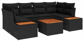 vidaXL Kerti Kanapé Szett párnával 6 pcs Fekete Poli rattan