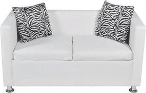 Fehér 3 személyes és 2 személyes karfás műbőr kanapészett