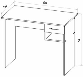 Íróasztal tölgy artisan dekorációs lappal B-011