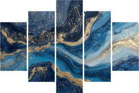 Kép - Kék-arany absztrakt márvány (150x105 cm)