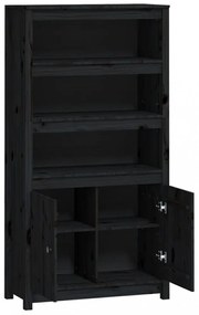 fekete tömör fenyőfa magasszekrény 80 x 35 x 154 cm