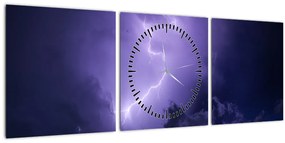 Kép - lila égbolt és villám (órával) (90x30 cm)