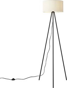 Modern, háromlábú állólámpa fehér bársonyernyővel - Luz