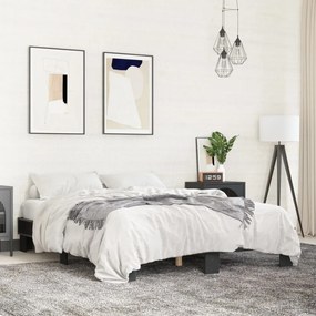 fekete szerelt fa és fém ágykeret 150 x 200 cm