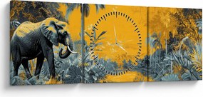 Kép - Elefánt a természetben (órával) (90x30 cm)