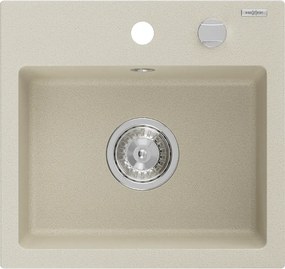 Mexen Milo - gránit mosogató 43,5x41,0 cm, 1 kamrás, bézs, 6505441000-69