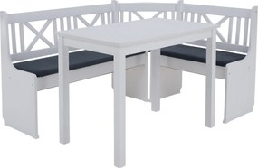Sarokpad, fa, fehér/sötétszürke, ELODIE X1