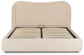 Bézs Bársony Franciaágy Ágyneműtartóval. 160x200 HAGA