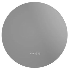 Kerek tükör LED világítással Ø60cm | Páramentesítő funkció | Beépített óra | Fényerő és színhőmérséklet szabályozás | Welland Type-1