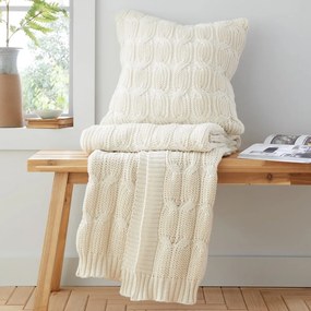 Fehéresbézs kötött takaró 130x170 cm Chunky Marl Knit – Catherine Lansfield