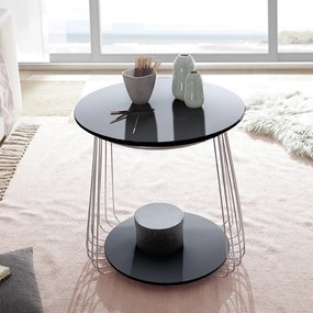 VILNIUS dohányzó asztal matt MDF Fekete - króm láb - 50cm
