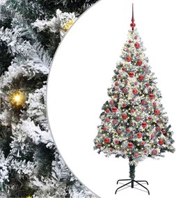 vidaXL Mű karácsonyfa 300 LED-del Fehér 180 cm PVC és Acél és Műanyag