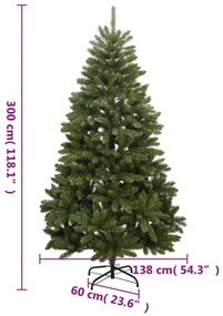zöld csuklópántos műkarácsonyfa állvánnyal 300 cm