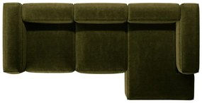 Zöld kordbársony sarokkanapé (jobb oldali-heverő résszel) Bergano – Cosmopolitan Design