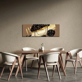 Kép - Absztrakció aranybarna N⁰3 (órával) (90x30 cm)