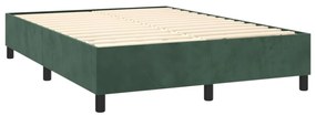 sötétzöld bársony rugós és LED-es ágy matraccal 140x190 cm