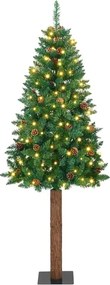 vidaXL Karcsú karácsonyfa 300 LED-del Zöld 180 cm PVC és tömör fenyőfa