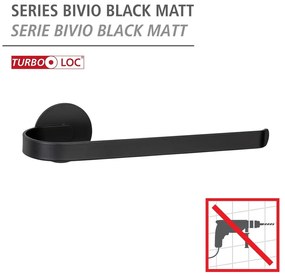 Matt fekete öntapadós fém törölközőtartó Bivio – Wenko
